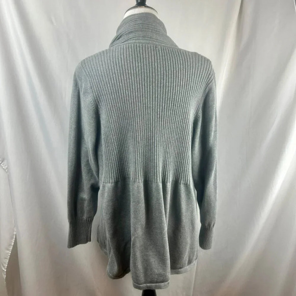 St John's Bay Cardigan Sweater Women Plus 3X Gray Open Front Ribbed Long Sleeves - Picture 5 of 7